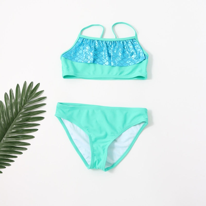 TUONXYE Girls Swimwear Swimsuits Outfits Off Shoulder Crop Top Floral Print Briefs Set Children Bikini Beachwear Bathing Suits