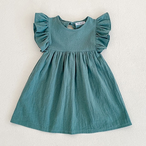 Vestidos de estilo coreano japonés para niñas, ropa informal de princesa, con volantes, para verano