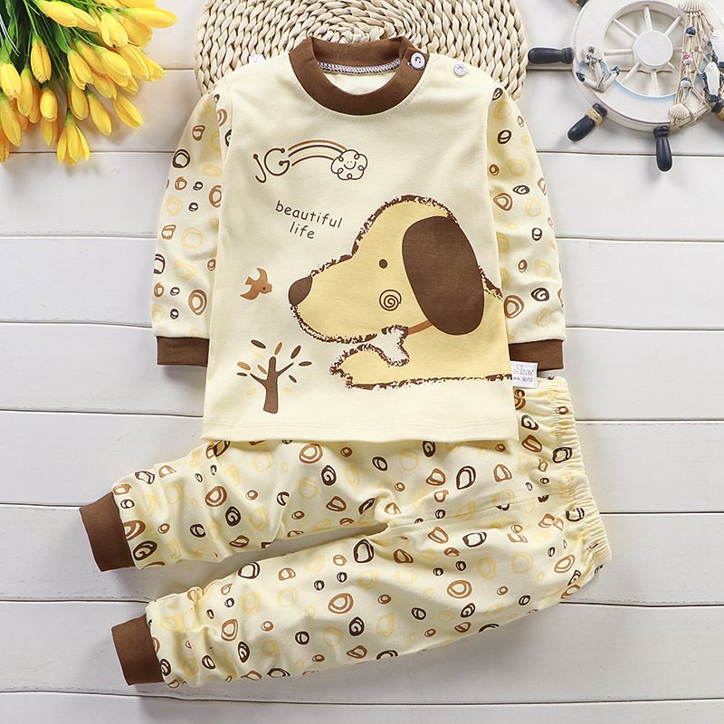 Newborn Kids Boys Girls Pajama Sets Cartoon Long Sleeve Cute T-Shirt Tops with Pants Toddler Baby Autumn Sleeping Clothes