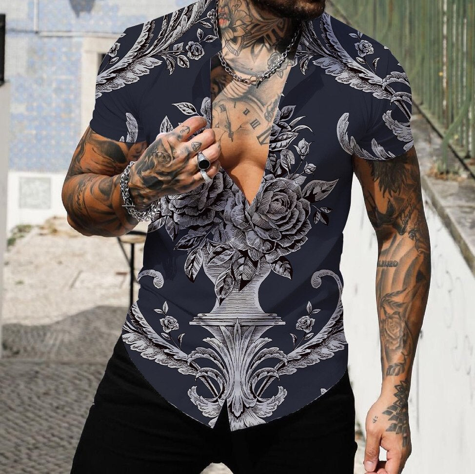 Summer Men's Short Sleeve Shirts 3D Printed Fashion Shirts Oversized T-Shirts Hawaiian Streetwear Hot Sale