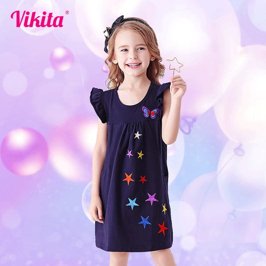 VIKITA Girls Elegant Dress Kids Princess Dress Children Wedding Party Layered Vestidos Girl Tutu Dresses for Girl Cotton Clothes