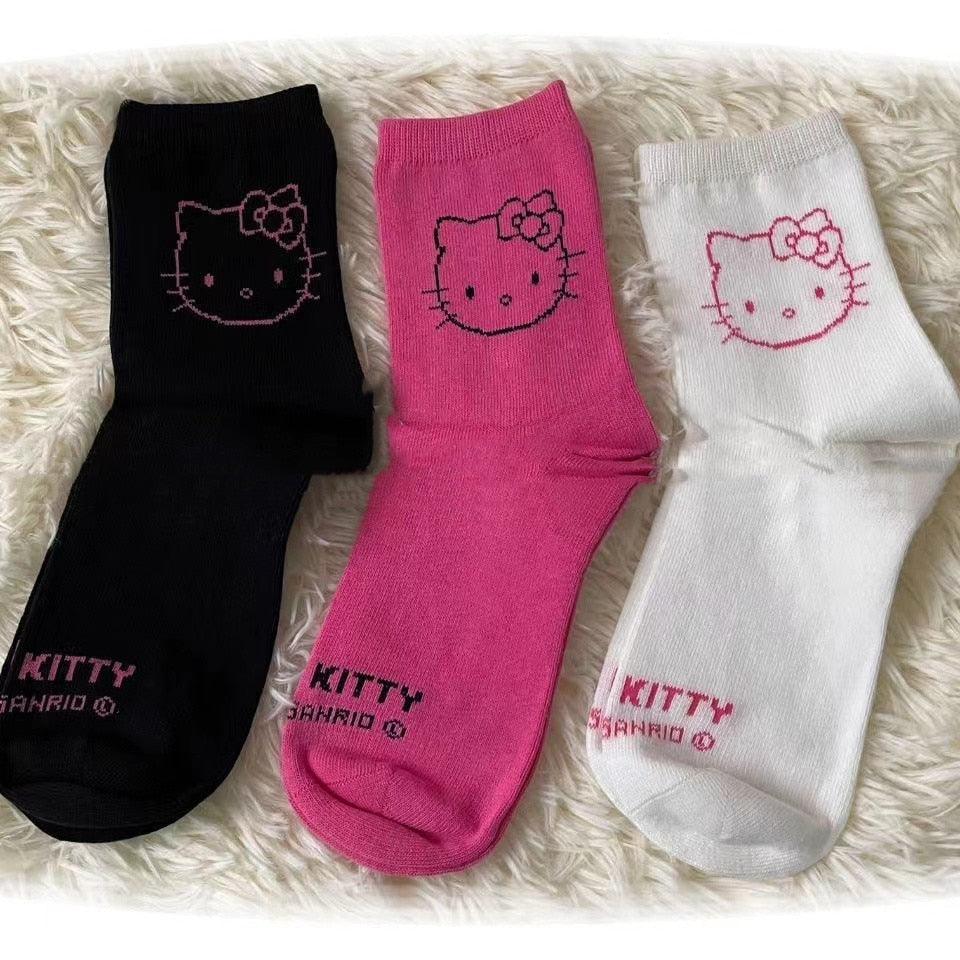 Kawaii Sanrios HelloKittys Cute Cartoon Medium Tube Socks