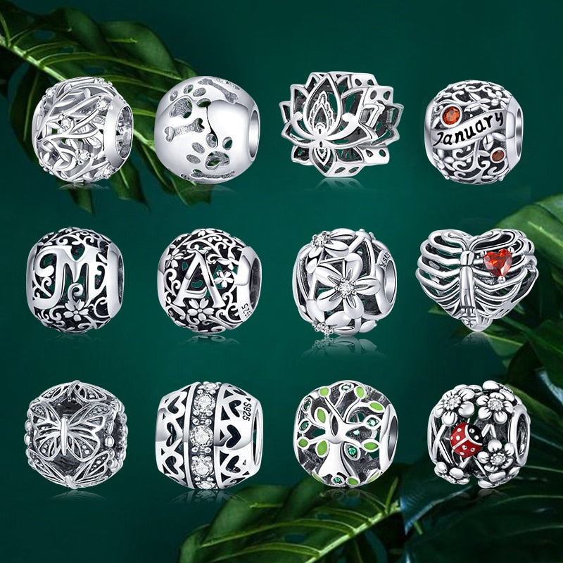 Round Charms Genuine 925 Sterling Silver Vintage Galaxy Openwork Beads Fit Original Bracelet Pendant Authentic Jewelry Women