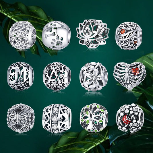 Round Charms Genuine 925 Sterling Silver Vintage Galaxy Openwork Beads Fit Original Bracelet Pendant Authentic Jewelry Women