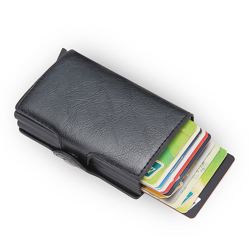 Top Quality Rfid Wallet Men Money Bag Mini Purse Male Aluminium Card Wallet Small Clutch Leather Wallet Thin Purse
