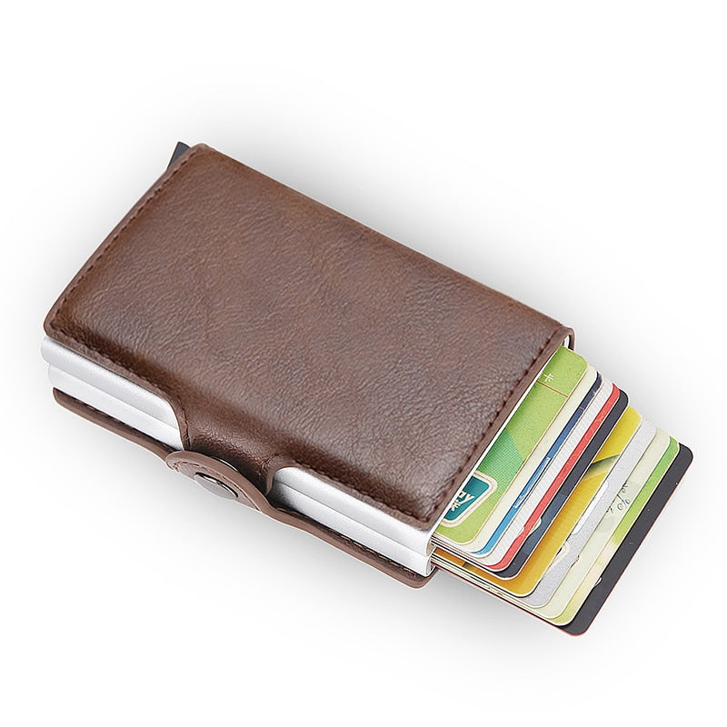 Top Quality Rfid Wallet Men Money Bag Mini Purse Male Aluminium Card Wallet Small Clutch Leather Wallet Thin Purse