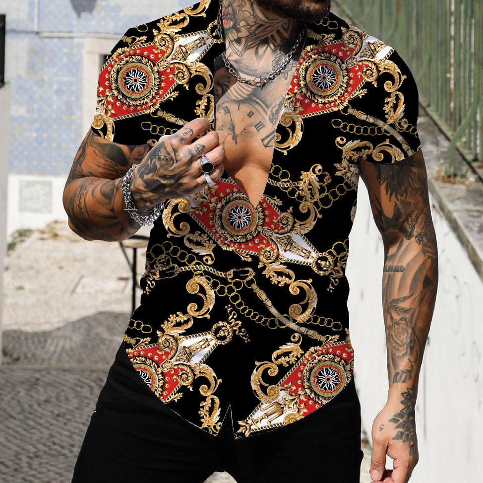 Summer Men's Short Sleeve Shirts 3D Printed Fashion Shirts Oversized T-Shirts Hawaiian Streetwear Hot Sale