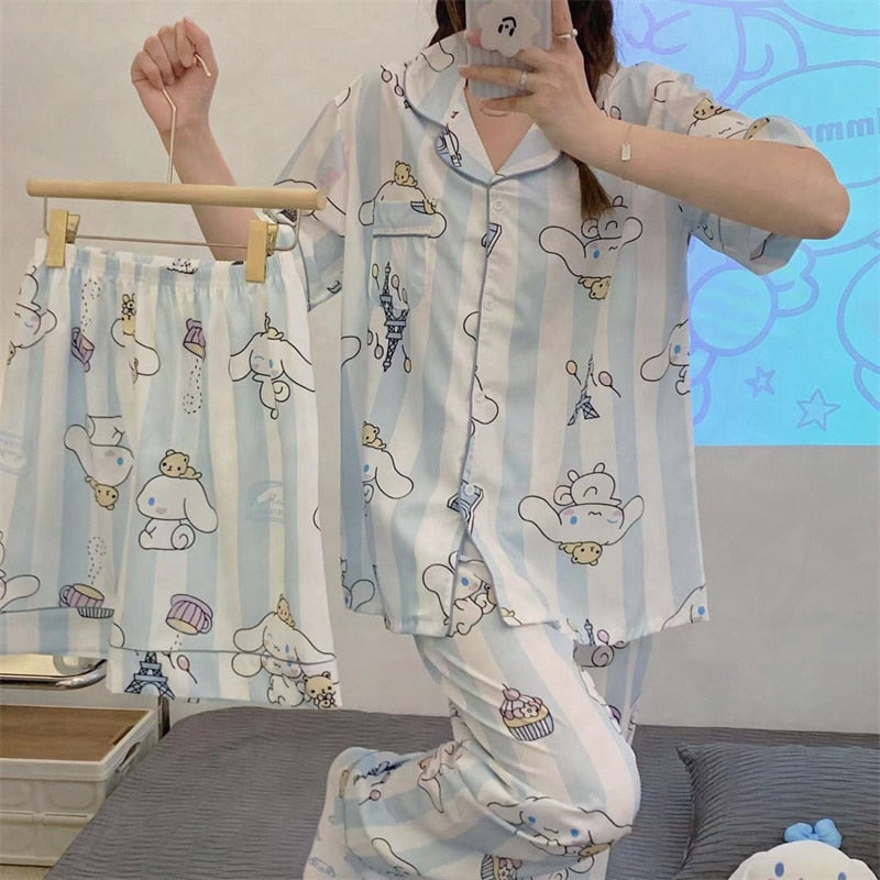 Kawaii Sanrio Kuromi New Autumn Kawaii Two Piece Pajamas Soft Home Wear Outgoing Girl Christmas Birthday Gift Clothes