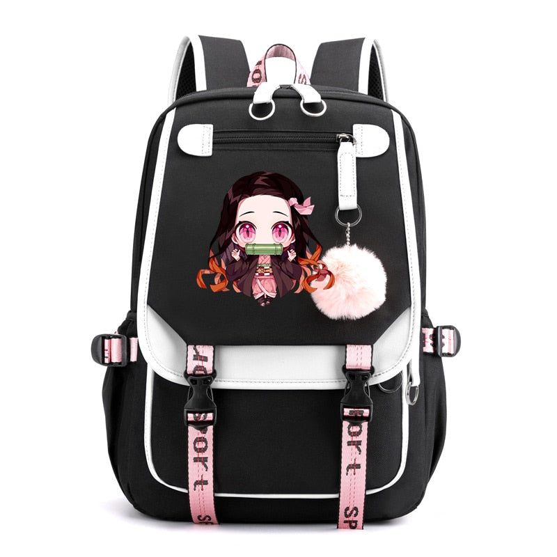 Anime Backpack Demon Slayer Nezuko Kawaii Cartoon School Bag for Adults Large Capacity Manga To Travel Daily Girls&#39; Bookbags