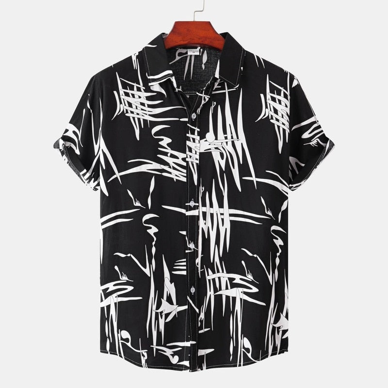 Men Clothing Summer New Fashion Personality Short-sleeved Shirt Men's Striped Casual Business Shirt Camisas Para Hombre