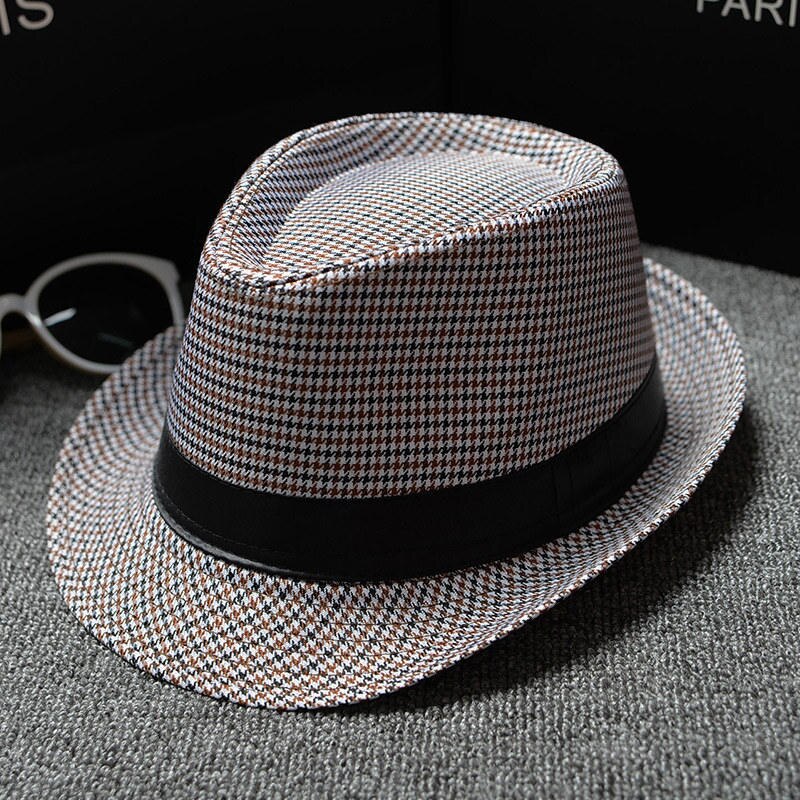 England Retro Men Fedoras Top Jazz Plaid Hat Spring Summer Autumn Bowler Hats Cap Classic Version chapeau Hats