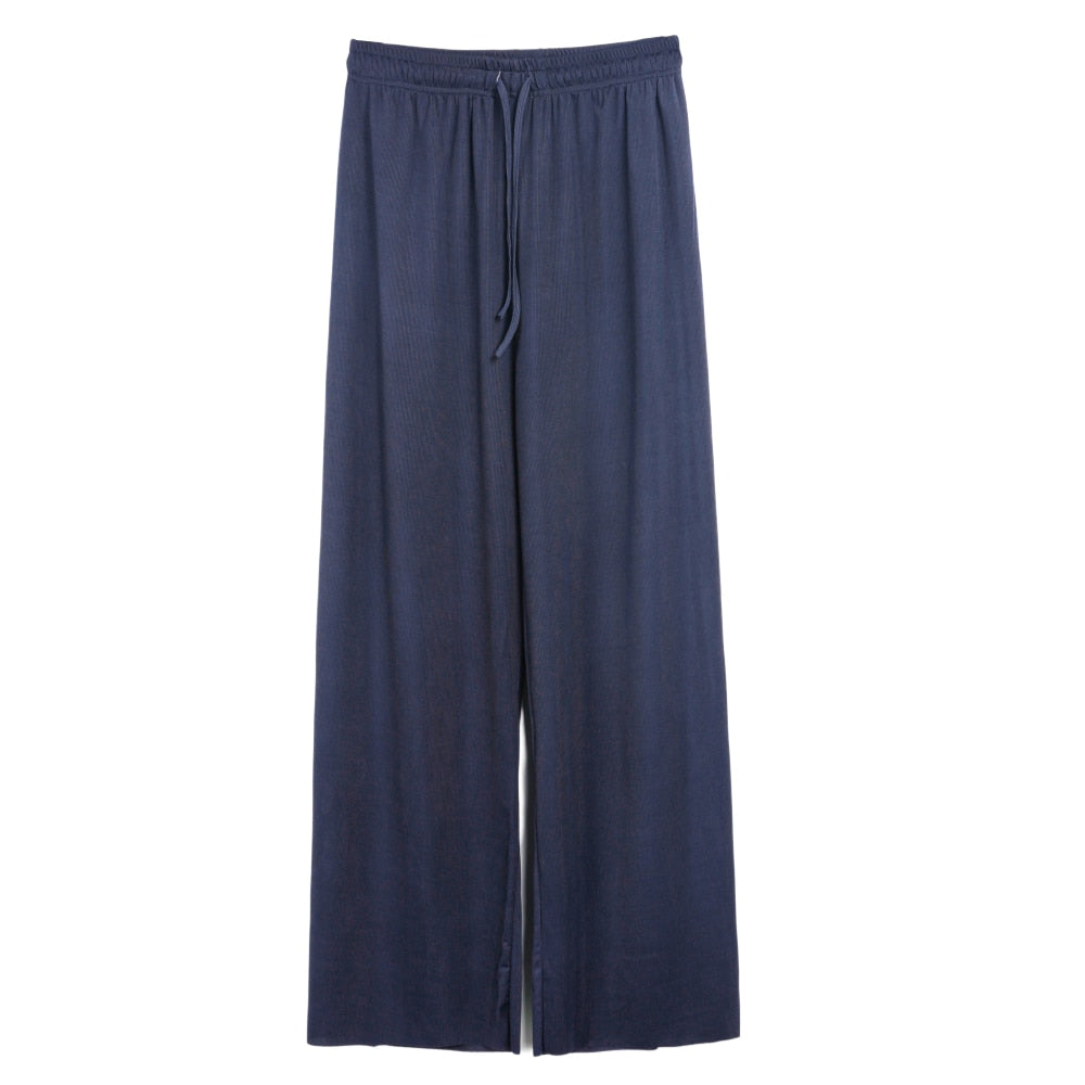 Spring and Autumn New Ladies Ice Silk Light Wide Leg Trousers Girl Solid Color High Waist Loose Wild Straight Casual Pants
