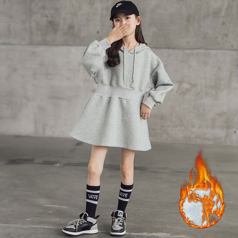 Fashion Big Girl's Pure Gray Sweater